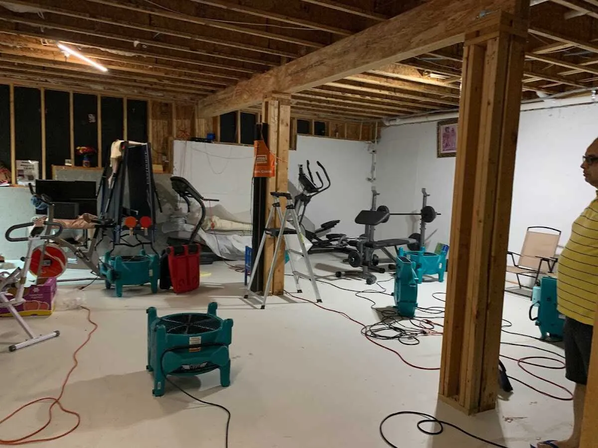 Basement drying equipment setup for Contents Cleaning & Restoration in Dalhart